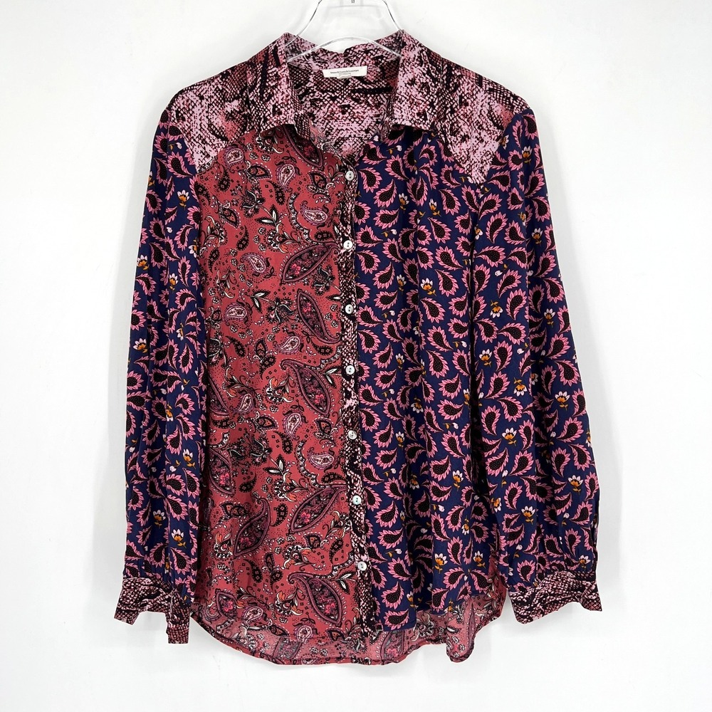 Beach Lunch Lounge Anthropologie Top Womens M Patchwork Floral Paisley Boho